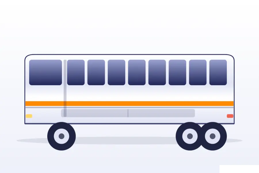 Blue multi-axle luxury coach
